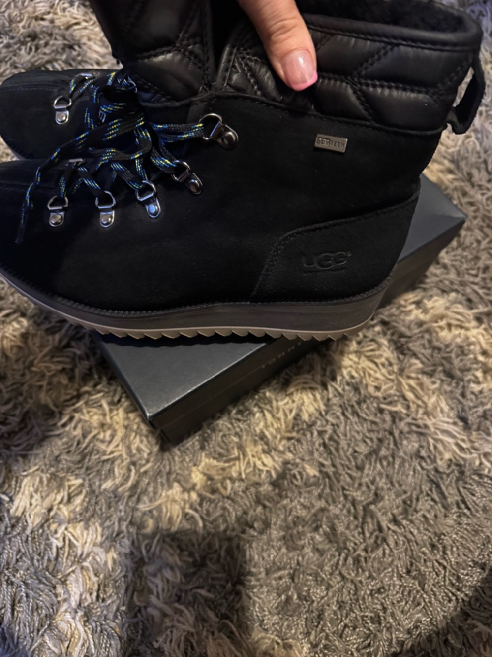 UGG Black Suede Lace-Up Winter Boots - Picture 3 of 5